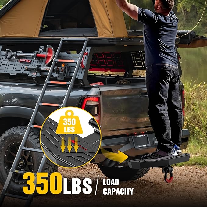 Nilight Hitch Step 2 Inch Receiver Universal Trailer Hitch Step Armor with Anti-Theft D-Ring Shackle Hitch Lock Stabilizer Anti-Slip Design Rear Bumper Guard for Pickups Trucks Vans SUVs ATVs