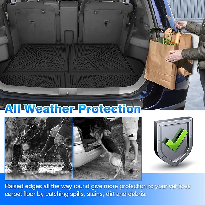 Highlander Cargo Liner - Trunk Mat for Toyota Highlander (Non-Hybird) 2008-2013, All Weather Cargo Mat for Highlander Accessories, Heavy Duty Car Mats, Car Accessories