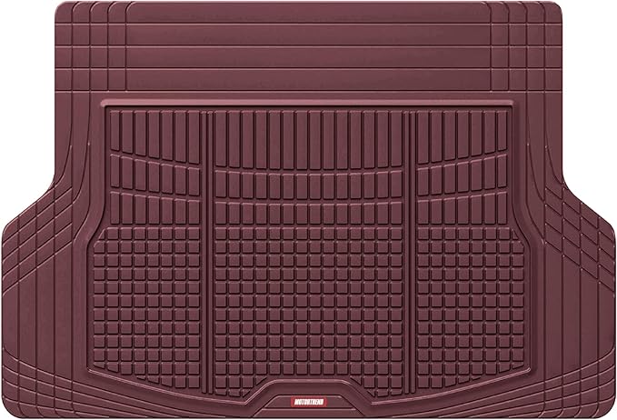 Motor Trend FlexTough Rear Cargo Mat – Heavy-Duty Trimmable Car Trunk Mat for Back of SUV, Universal Rear Cargo Liner for SUV, Flexible Trunk Liner, Automotive Floor Mats & Cargo Liners (Burgundy)