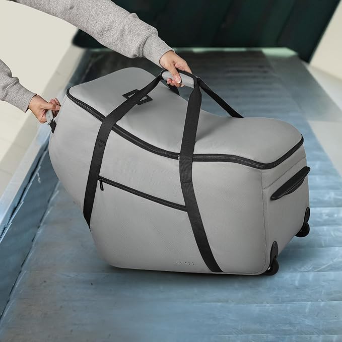 Car Seat Travel Bag Fits All Nuna Pipa Car Seat and Base, Doona Travel Bag, Padded Infant Car Seat Bag with Wheels, Airport Gate Check Bag with side pocket, Protective Feet, Double handle