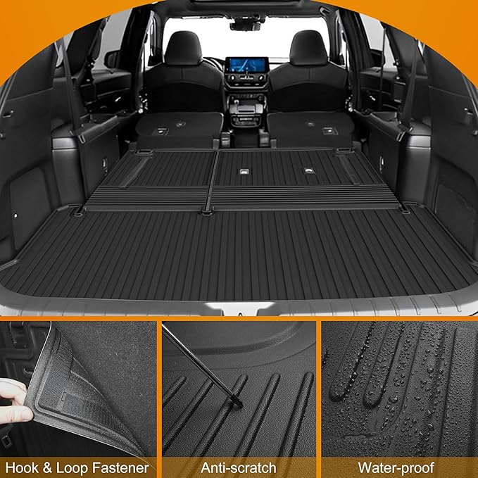 AOMSAZTO Floor Mats and Cargo Mat Compatible with 2024-2025 Toyota Grand Highlander (7 Seats Only): All Weather TPE Protection Full Set Grand Highlander Floor Liners (Not Fit Highlander)