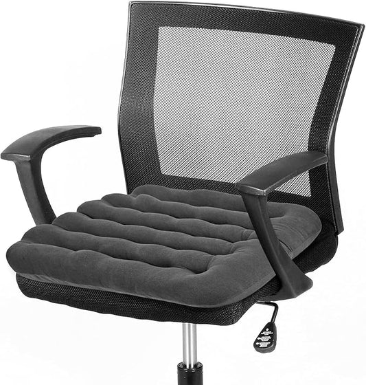 BUYUE Good Support Office Chair Cushion Padded, Soft Velvet Comfortable Non-Slip Seat Cushion for Computer Desk Kitchen Chair (1 Count, Gray)