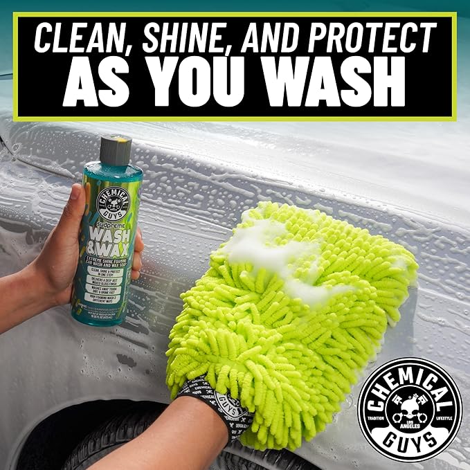 Chemical Guys Sudpreme Wash & Wax Car Wash Soap (2 x 16 Fl Oz) – High-Foam Auto Shampoo with Gloss Boosting Wax for Clean, Shiny Finish