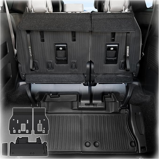 Cargo Lower Mat Backrest Mats for 2021-2025 2026 Toyota Sienna, All Weather TPE Seat Back Liners Trunk Lower Well Mat Cargo Liner Accessories (Backrest Mats for 3rd-Row+Cargo Lower Mat)