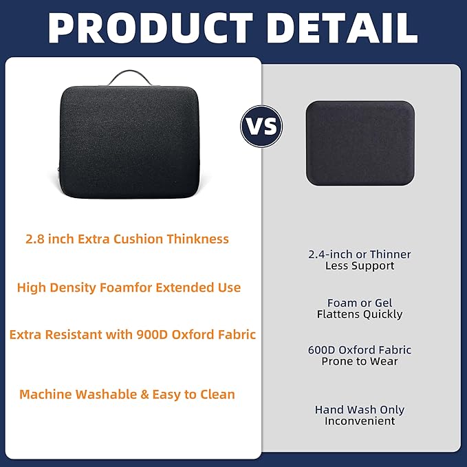 Extra Thick Stadium Seat Cushion – Waterproof 2.8" Bleacher Cushions for Adults - 2-Pack Portable Bleacher Seat Cushion - Lightweight Stadium Seat Pads - Boat & Outdoor Bench Cushion Pad