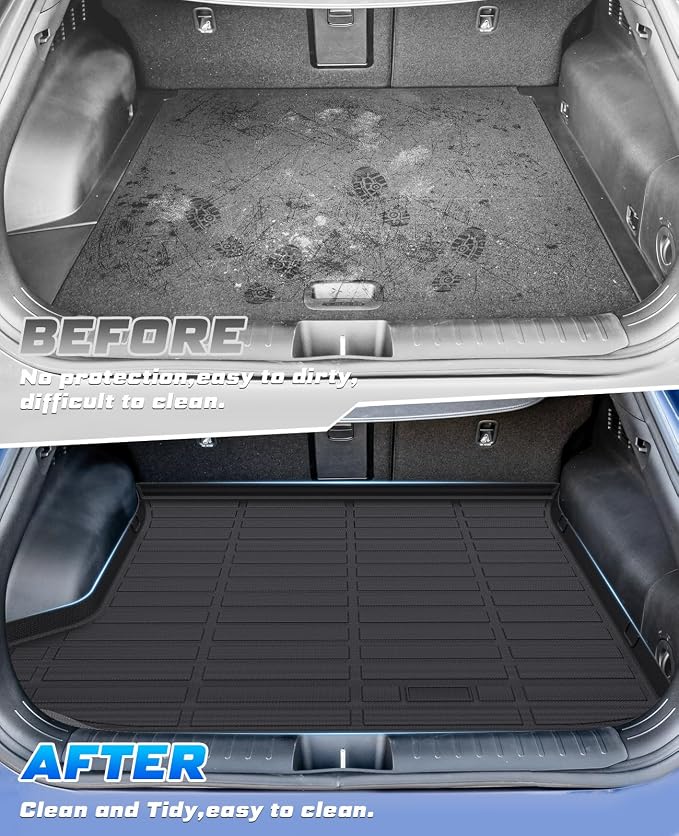 Sunsdrew Trunk Cargo Liner for 2022-2024 Kia EV6 Accessories, Rear Trunk Mat Cargo Mat All Weather Protection TPE Rubber Raised Edge