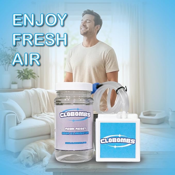 Odor Eliminator for Home - Advanced Chlorine Dioxide Odor Removal Kit Neutralizes Smoke, Pet Urine, Mildew & Skunk in 1 Hour - 400 Sq Ft Includes Bubbler