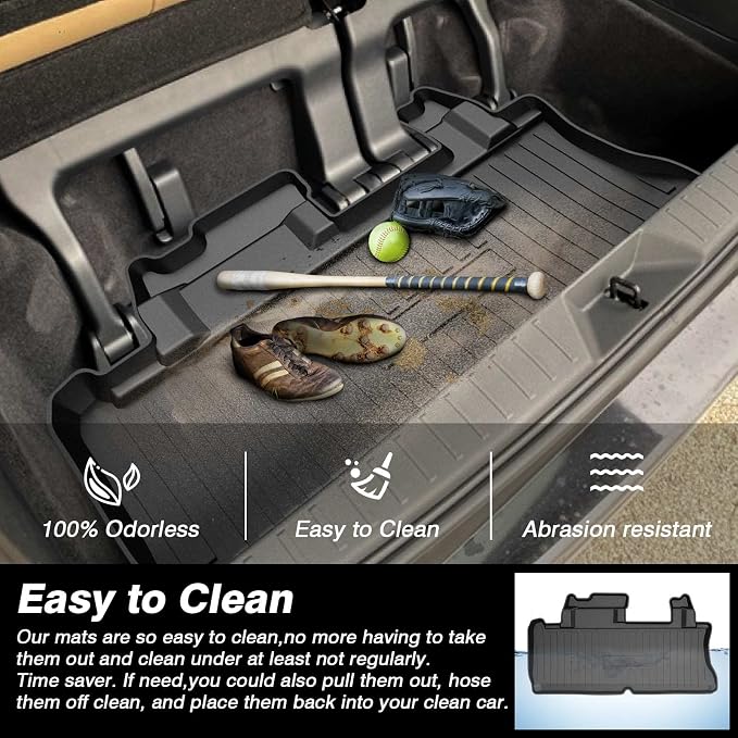 KUST Trunk Cargo Mat for 2021-2025 2026 Toyota Sienna with Spare Tire, All Weather Rear Cargo Liner Custom Fit Sienna Accessories TPE Rubber High Edge (Only for Sienna with Spare Tire)
