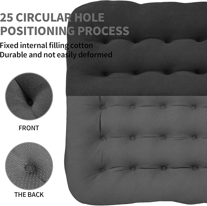 BUYUE Good Support Office Chair Cushion Padded, Soft Velvet Comfortable Non-Slip Seat Cushion for Computer Desk Kitchen Chair (1 Count, Gray)
