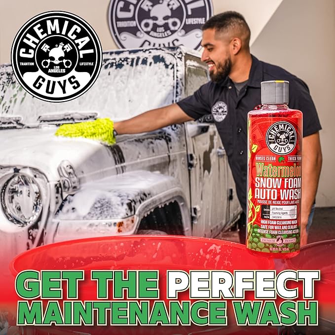 Chemical Guys CWS20816 Watermelon Snow Foam Car Wash Soap, (Works with Foam Cannons or Bucket Washes) Safe for Cars, Trucks, Motorcycles, RVs & More, 16 fl oz, Watermelon Scent