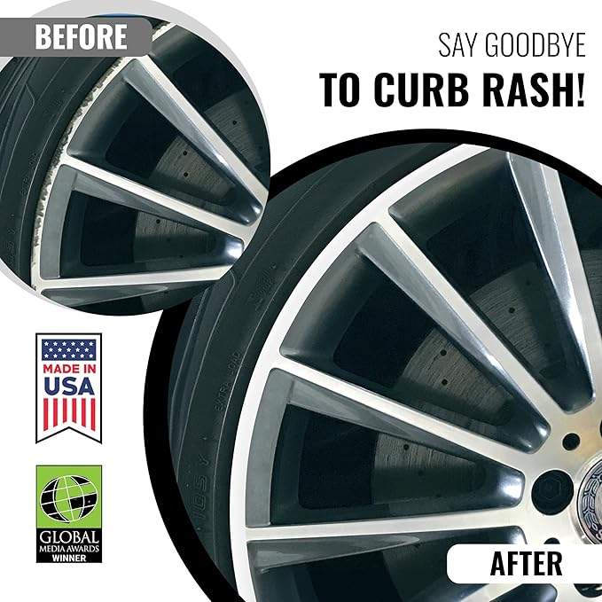 All-Fit Automotive Rim Trim – Durable DIY Car Exterior Accessories for Curb Rash Protection – Fits Up to Four 24” Wheels – Flexible, Durable Wheel Rim Protector (3/8″ width/White)