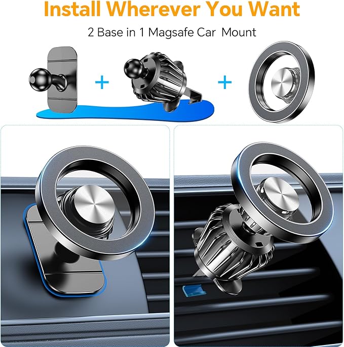 Kaistyle for Magsafe Car Mount【Strong Magnets】Magnetic Phone Holder for Car Phone Holder Mount Dash Mounted Holders Phone Holders for Your Car Accessories for Women Men for iPhone 17 Pro Max 16 15 14