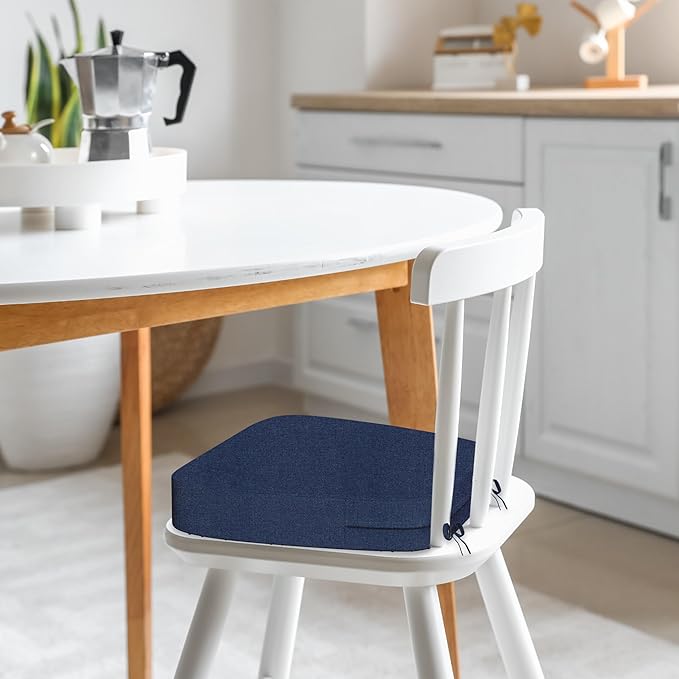 17'' x 16'' x 2.5"Thick Chair Cushions for Dining Chairs, 8 Pack WaterProof Easy Clean Kitchen Chair Pads with Ties and Non-Slip Backing - 30D High Elastic Foam Soft Kitchen Chair Cushions