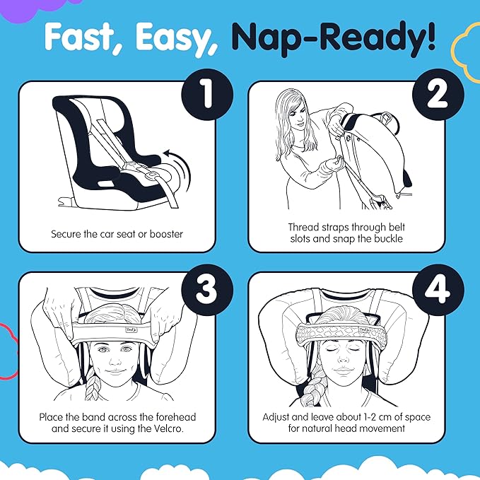 NapUp Adjustable Head Support for Car Seat – Patented & Crash-Tested Anti-Bobbing Head Holder Strap, Comfortable Sleep Solution - Breathable Fabric, Kids Travel Accessories - Ages 2+ - Red