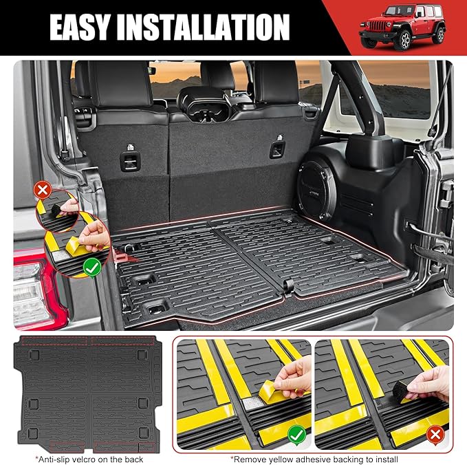 Cargo Mat Compatible with 2018-2025 Jeep Wrangler JL Unlimited 4 Door 4X4, Cargo Liner Rear All-Weather Protection Trunk Liner for 2024 Jeep Wrangler JL/JLU Accessories