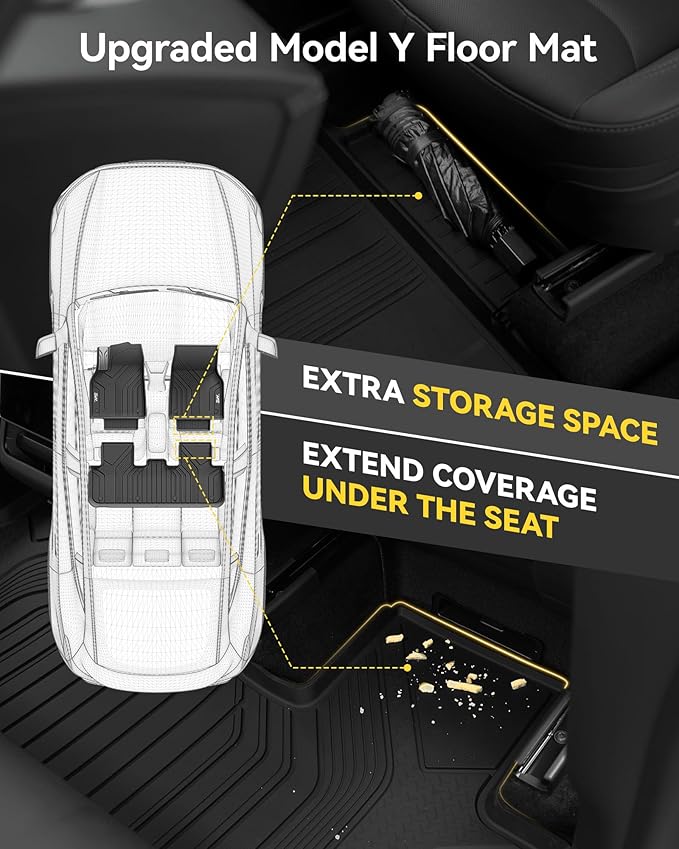 3W Floor Mats Fit for Tesla New Model Y 2025 2026 Juniper, TPE All Weather Custom Fit Floor Liner for Juniper Model Y Accessories 1st and 2nd Row Car Mats Easy Clean, Vigormold™