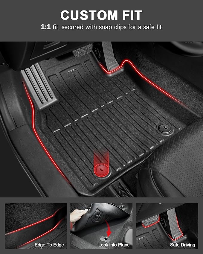 IKABEVEM Floor Mats for 2021-2025 2026 Kia Sorento 6/7 Seats (NO Hybrid) - Custom Fit TPE Floor Liners Cargo Liner Backrest Mat 2nd Row Kick Mats All Weather Protector Sorento Accessories