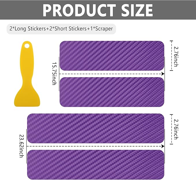 4PCS Car Door Sill Protector with Scraper,Carbon Fiber Car Door Protector Edge Guards for Front Rear Door Sills,Universal Anti-Scratch Car Door Threshold Strips (Purple)