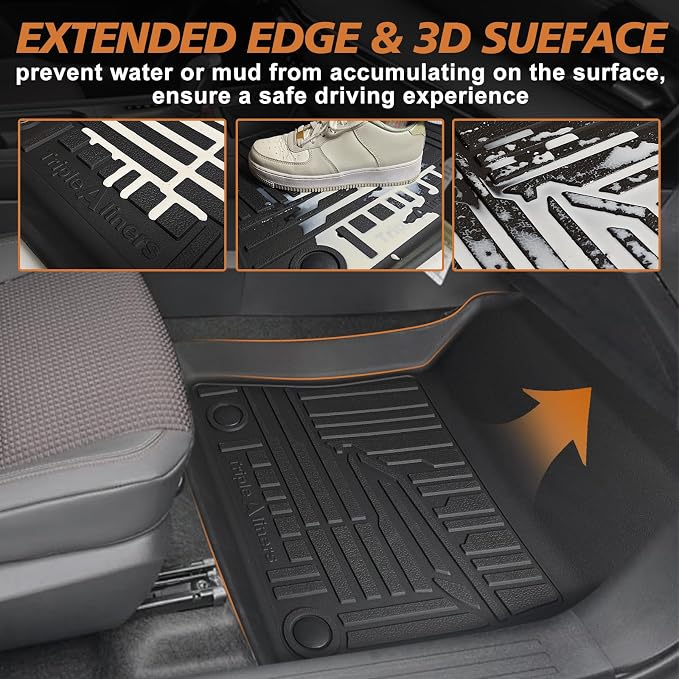 TripleAliners All Weather Floor Mats Compatible with 2025 2026 Nissan Kicks Interior Accessories 1st & 2nd Row Floor Liners Custom Fit Anti-Slip TPE Full Coverage Protection Waterproof Car Mats