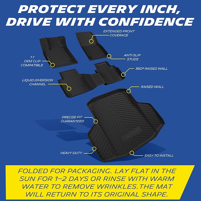 Michelin Vehicle Mats, Premier Series All-Weather TPE Custom Fit Liner for Honda Accord Gasoline & Hybrid 2023-2027 Floor Mats B(4 Piece)