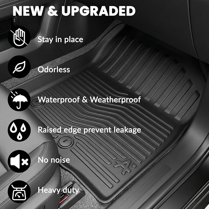 Auxko All Weather Floor Mats Fit for Kia Telluride 2027 7&8 Seater (Gasoline Not for Hybrid) TPE Rubber Liners Set All Season Guard Odorless Anti-Slip Floor Mats