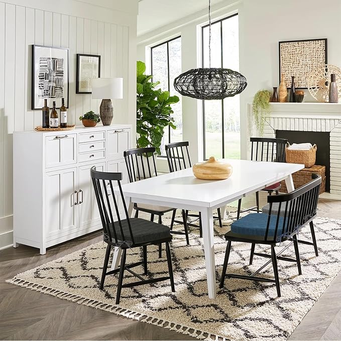 baibu Kitchen Chair Cushions Set of 4, Dual-Layer Patented Design Memory Foam Dining Chair Pads with Ties and Washable Cover, 4 Pack, 17" x 16" x 2", Black