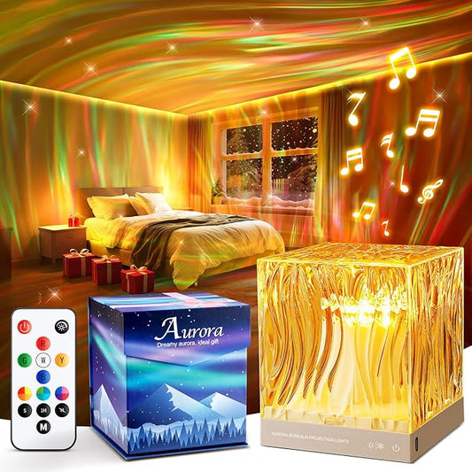 Aurora Light Projector for Bedroom,White Noise Sound Machine for Sleeping Adults+18 Colors+Bluetooth Music+Remote Control Northern Lights Projector Ambient Lighting,Cool Things for Teen Girl Gift