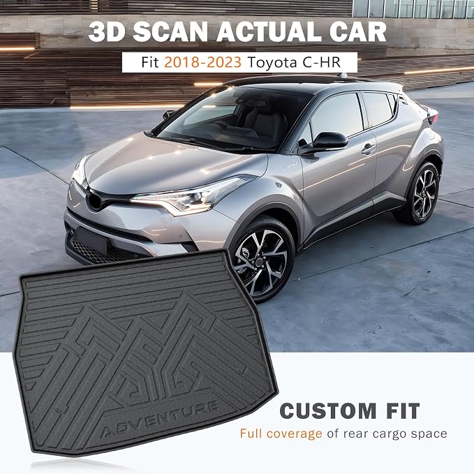 KUST Cargo Trunk Mat for 2018-2023 Toyota C-HR Accessories, Rear Cargo Liner All Weather Protection, TPE Rubber, Raised Edge