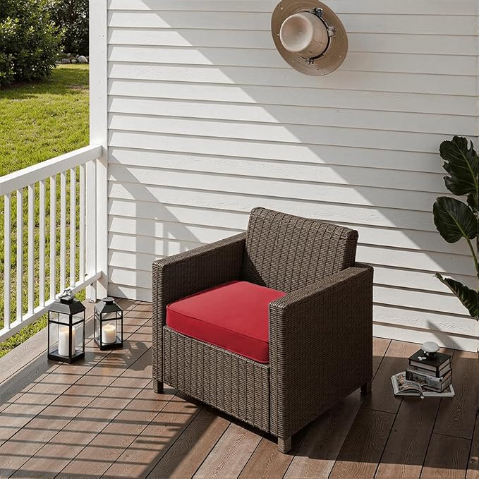 PatioGlow Outdoor Chair Cushions 22 x 22 x 3 Inch, Waterproof & Fade Resistant Patio Seat Cushion for Furniture with Handle and Ties, Thick Seating Pads for Outside Sofa Couch Set of 2, Red