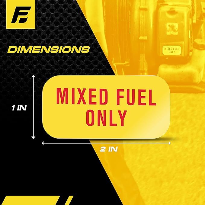 Mixed Fuel Only Sticker, 2 Cycle Labels for Outdoor Fuel Power Equipment - Weather Proof, Extreme Stick, Commercial Grade Labelss by Fuel Stickers - USA Made (2x1 inch), 40 Labels
