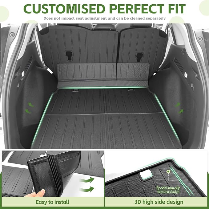 Cargo Liners for 2023-2025 Honda CRV CR-V Trunk Mat with Seat Back Cover Accessories, All Weather Rear Cargo Mat Backrest Protector(Only for Upper Deck)