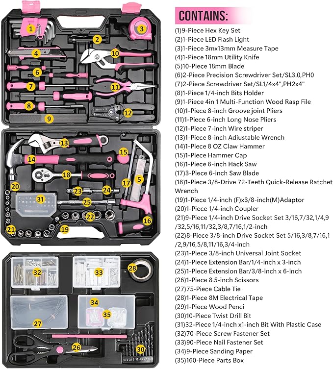 General Tool Kit 500-PCs for Home and Auto Mechanic Hand Tool Set with Drawer Storage Case Essential Toolbox for Men & Women DIYers