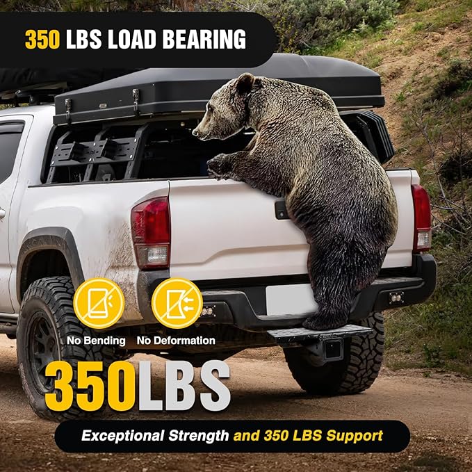 Nilight Hitch Extender with Step 2" Receiver 14"x7" Anti-Slip Diamond Plate 4000 lbs Towing/400 lbs Tongue Weight Heavy Duty Steel Bumper Guard for Truck SUV