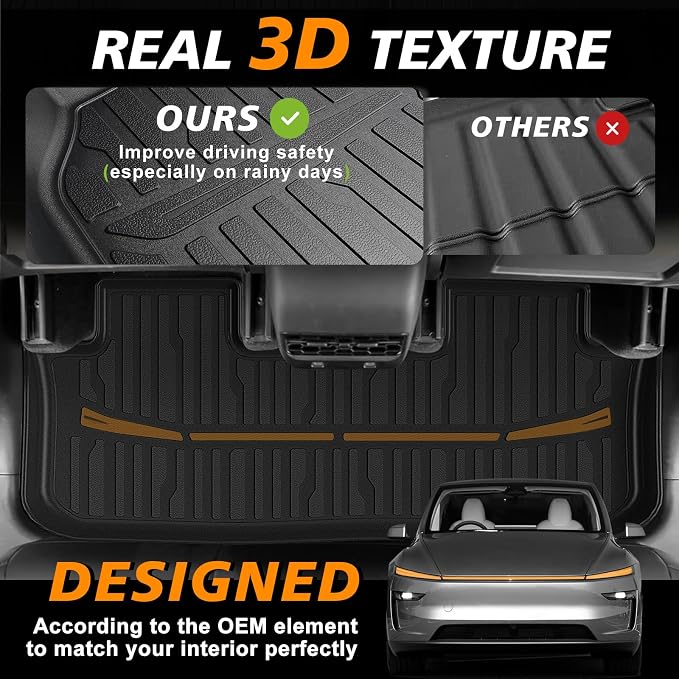 TripleAliners 10PCS Floor Mats Fit for 2026 2025 Tesla Model Y Juniper Set Full Protection All Weather TPE Anti-Slip Floor& Frunk& Trunk& Rear Lower& Backrest Mat& Bumper Guard (Not Fit Standard)