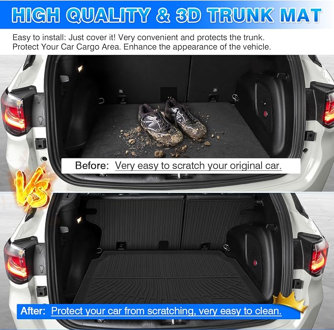 Cartist Cargo Mat for Jeep Compass 2017-2025 2026, All Weather Cargo Mat for Compass Accessories, Heavy Duty Trunk Mat with Backrest Mat, Car Accessories