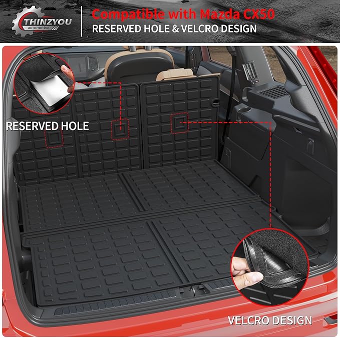 Cargo Mat Compatible with 2023 2024 2025 2026 Mazda CX50 Trunk Mat Trunk Liner Cargo Liner TPE All Weather Back Seat Cover Protector 2024 CX-50 Accessories (Trunk Mat+Backrest Mats)