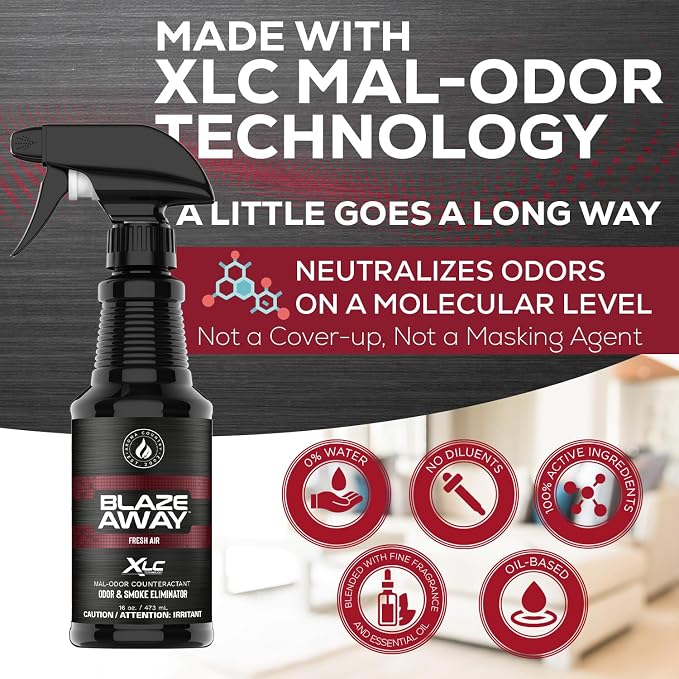 Blaze Away Commercial Air Freshener & Odor Eliminator for Strong Odor - Industrial-Grade Room Spray & Room Deodorizer for Home, Car, Smoke & Pet Odors - Long-Lasting Odor Absorber, Room Fresheners