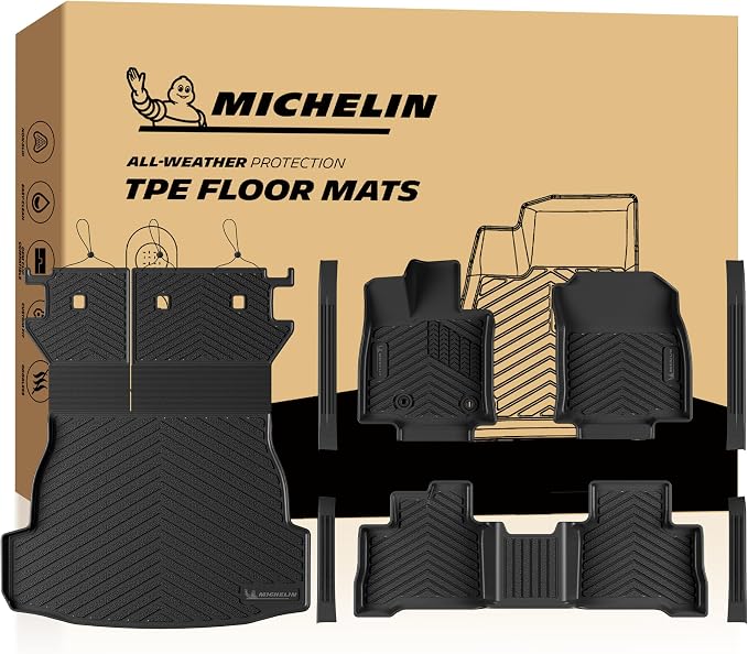 Michelin Vehicle Mats, Premier Series All-Weather TPE Custom Fit Liner for Toyota RAV4 Hybrid 2026-2027 Floor Mats (8 Piece)