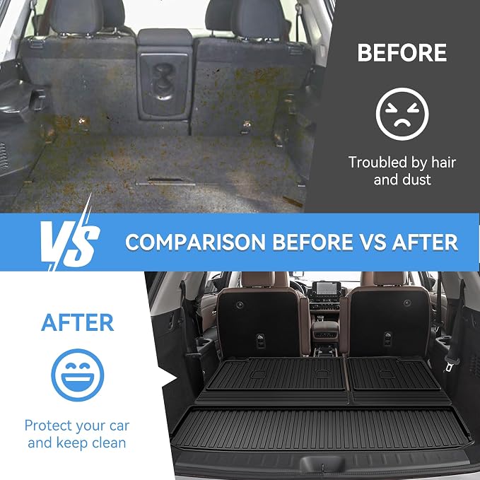 Cargo Mat & Backrest Mat Compatible with 2022-2026 Nissan Pathfinder Cargo Liner Trunk Mat TPE All Weather Back Seat Cover Protector 2024 Pathfinder Accessories (Trunk Liner + Backrest Mat)