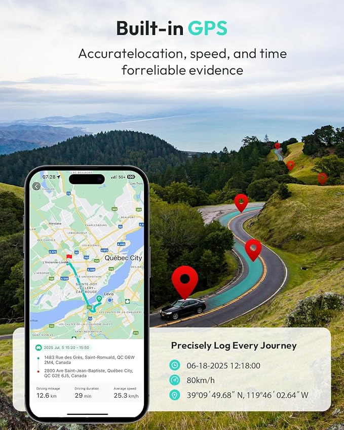 BOTSLAB G300 PLUS 4K DUAL Dash Cam Front and Rear [2026 Upgraded], STARVIS 2 Sensor, 64GB Card Included, Voice Control, 5GHz WiFi Dashcam Front and Rear Camera, GPS, WDR Night Vision, 24H Parking Mode