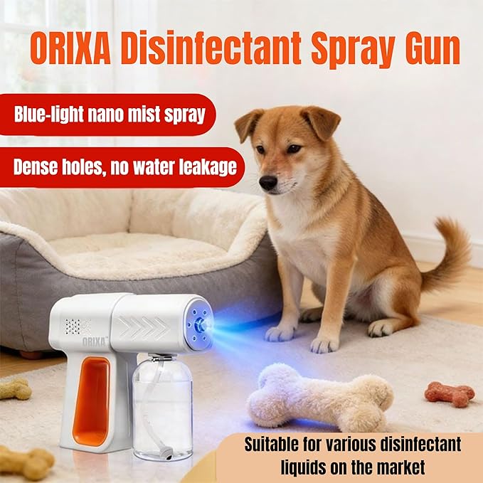 ORIXA Disinfectant Fogger Machine - Professional Sanitizer Sprayer - ULV Atomizer & Nano Steam Gun – Rechargeable Barber Spray Gun with Blue Light