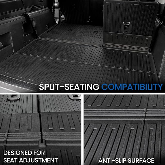 Cargo Mat Backrest Mats for 2018-2024 Ford Expedition Max 7/8 Seats, All Weather TPE Trunk Mat Cargo Liner Accessories (Cargo Mat+3rd Row Backrest Mats)