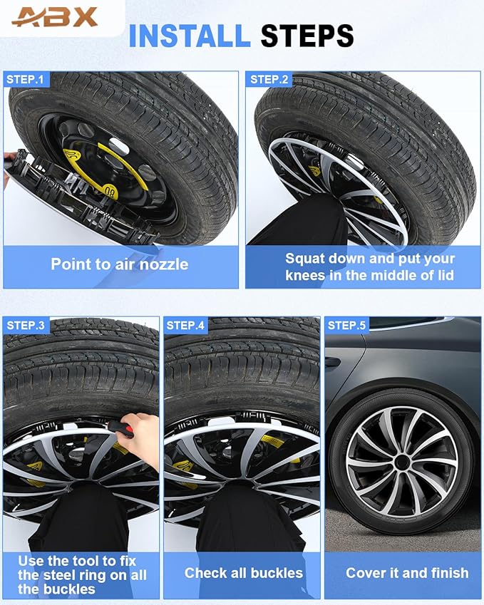 ABX Hubcap Wheel Covers Hub Caps 16 Inch Set of 4 Black & Silver Universal Wheel Rim Cover R16 Stylish Car Decor Wheel Covers for Toyota Camry Nissan Mazda (Black&Silver, 16 inch)