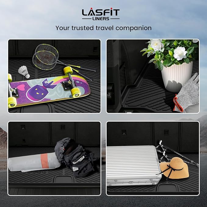 LASFIT Trunk Mat for BMW X5 2014 2015 2016 2017 2018, All Weather TPE Cargo Mats Custom Fit Cargo Liner Front & Rear Trunk Liner, Black