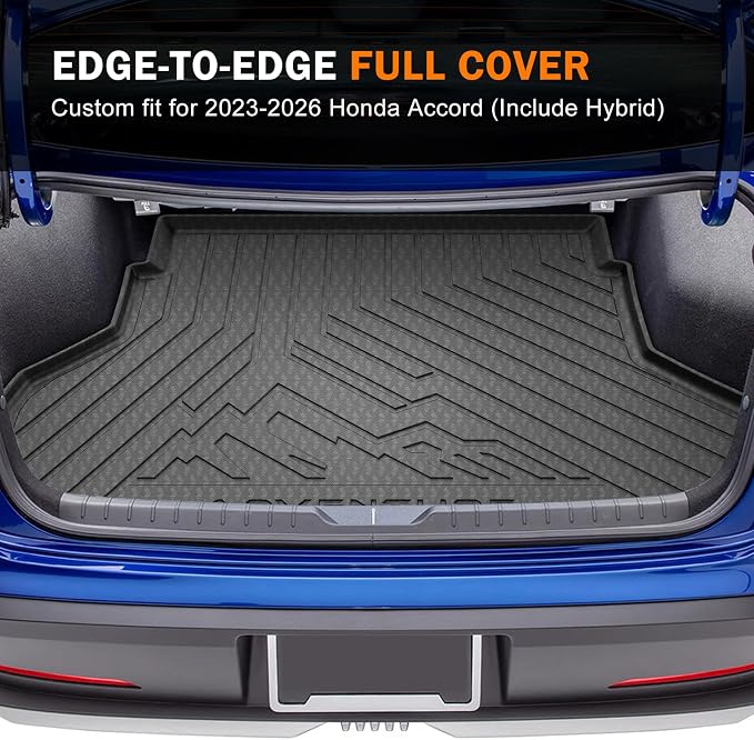 KUST Cargo Trunk Mat for Honda Accord 2023-2026 (Include Hybrid), Rear Cargo Liner for Accord Accessories All Weather TPE Rubber Raised Edge