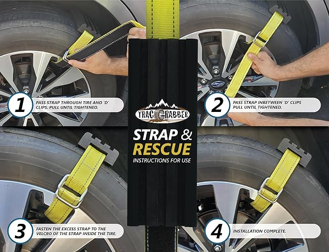 TRACGRABBER Tire Traction Device for Heavy Duty Commercial Vehicles, Set of 2 - Made in the USA, Easy to Install, Get Unstuck Fast from Snow, Mud & Sand - A Snow Traction Mat or Snow Chain Alternative