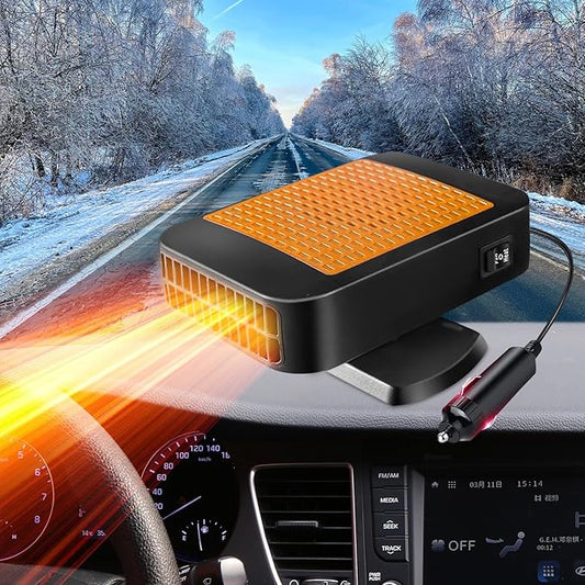 Portable Car Heater,12V 200W Fast Heating Defroster 2 in 1 Automobile Windshield Fast Heaters Car Heater That Plugs into Cigarette Lighter for Car, SUV, Trucks (Orange Black)