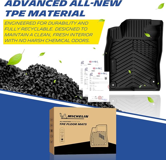 Michelin Vehicle Mats, Premier Series All-Weather TPE Custom Fit Liner for Honda Civic Hatchback 2022-2026 Floor Mats(4 Piece), Not Fit Hybrid
