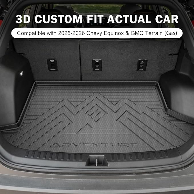 KUST Trunk Cargo Mat for Chevy Equinox/GMC Terrain 2025-2026 (Gasoline), Rear Cargo Liner for Equinox Accessories All Weather Protection TPE Rubber Raised Edge