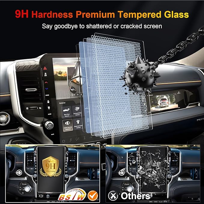 2025 Ram 1500 Tungsten Screen Protector for 2025 2026 Dodge Ram 1500 Tungsten Uconnect 5 Nav 14.4-In Display for Ram Truck Accessories 9H Anti Glare Tempered Glass Film (2025 Ram 14.4-In Matte)